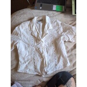 Sk & Company size 10 shoulder pad white collard shirt